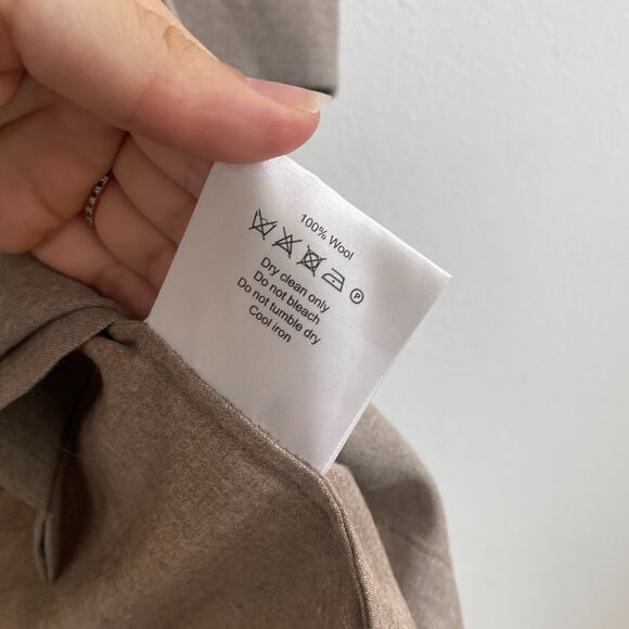 Morpho + Luna Robe Women M Alix Wool Beige Coverup Collared Pockets Quiet Luxury - Picture 5 of 7